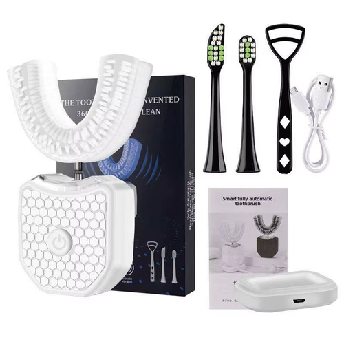 Teeth whitening lamp, U-shaped sonic wireless toothbrush, 360° ultrasonic lazy-person automatic silicone toothbrush set