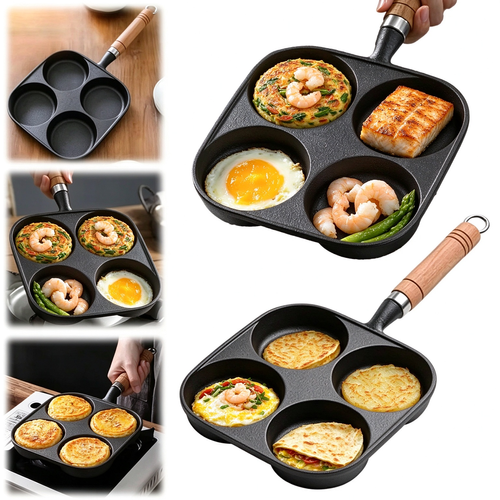 Black Friday Deals - Cast iron non stick frying pan, four hole deep egg burger machine