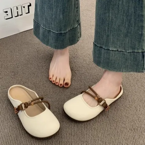 2026 New Summer Versatile Mary Jane Flat Sandals Women's Outdoor Woven Soft Sole Footwear