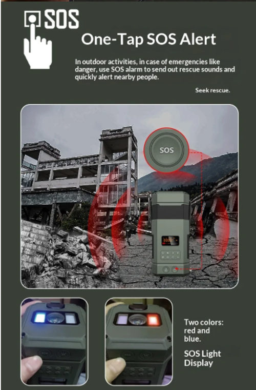 Hand-Powered Camping Emergency Waterproof for Speaker Radio Built-in Digital Display 5000mA Battery 10-30W Output