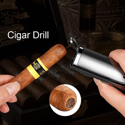 Triple jet flame cigar lighter with three-in-one metal touch sensor.