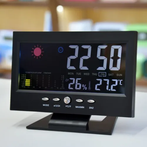 Electronic Alarm Clock Digital Alarm Clock Weather Station Time Temperature Humidity Display Clock with USB Cable