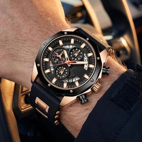 4PCS Hot-Selling Stylish Mens Watch Set – Business-Casual Watch, Bracelet, and Cross Necklace Set