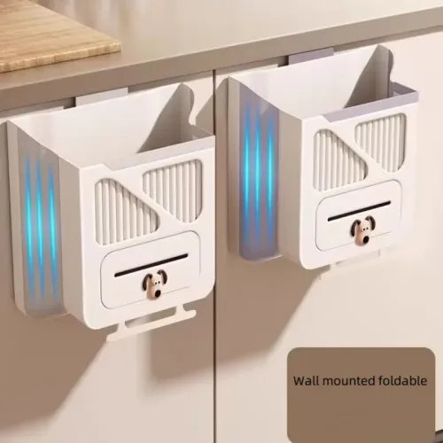 2pcs Foldable trash can - Kitchen hanging plastic wall-mounted desktop dual-purpose trash can