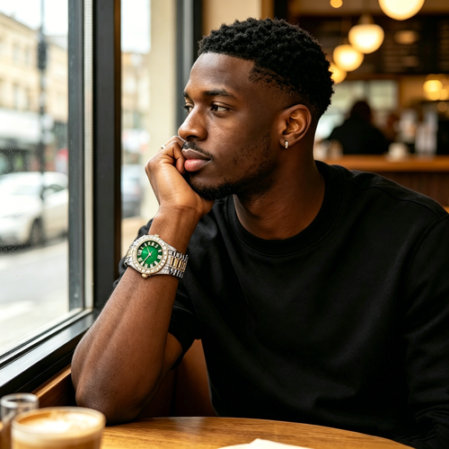 2026 hot selling men's steel strap diamond inlaid quartz watch