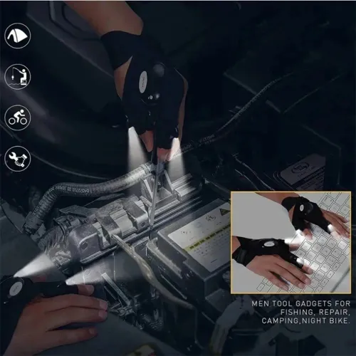 For Fishing Equipment Accessories Glove With Led Fingerless Light Fingers Mittens Apparel Cycling Gloves With Lights Gloves