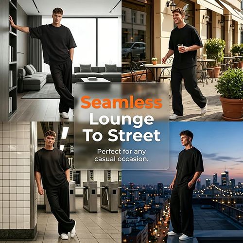 🎁 Fashion Week Style — 2026 New Arrival! 50% OFF Special Offer 💥 Men's T-Shirt + Wide-Leg Pants 2-Piece Set