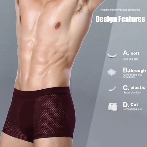4 pieces of men's underwear, lined with high elasticity, comfortable and breathable