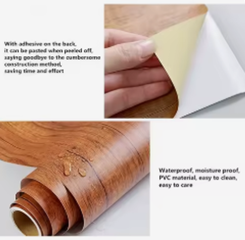 10pcs 20cm*1m Wood Grain Vinyl Wallpaper Roll Waterproof Desktop Cabinet Door Furniture