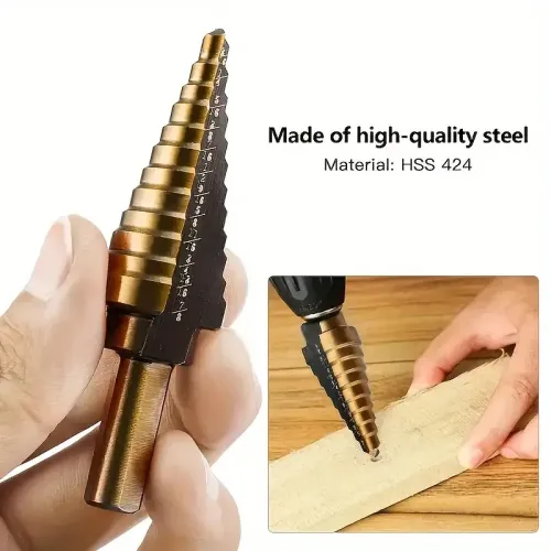 5 Pcs HSS Step Drill Bit Set Metal Step Cone Drill Bit Aluminum Case Metal Drilling Tool for Metal Wood Step Cone Drill Bit ﻿