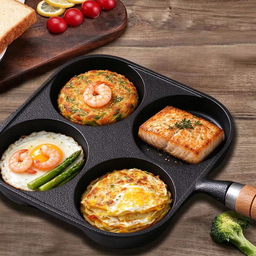 Black Friday Deals - Cast iron non stick frying pan, four hole deep egg burger machine