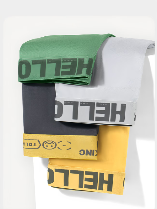 10pcs Men's Flat-Cut Underpants -High Elasticity, Quick-Drying Sports Underpants