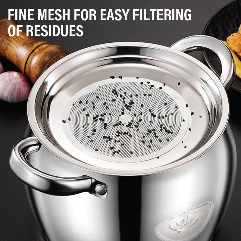 Filter Pot Stainless Steel Lard Strainer Cooking Oil Strainer Grease Keeper Storage Container Oil Bottle Kitchen Tools