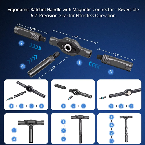24in1 Multifunction Ratchet Screwdriver Set Multi Magnetic Bits Mini Repair Tool Kit Household Tool For PC & Desk Etc.