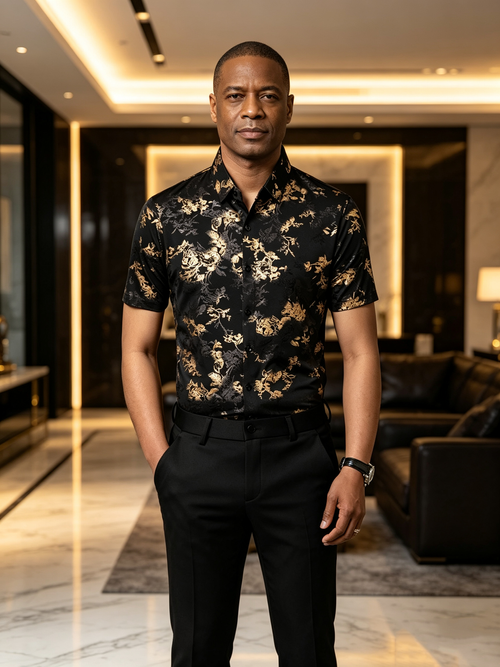 High end velvet crochet men's top