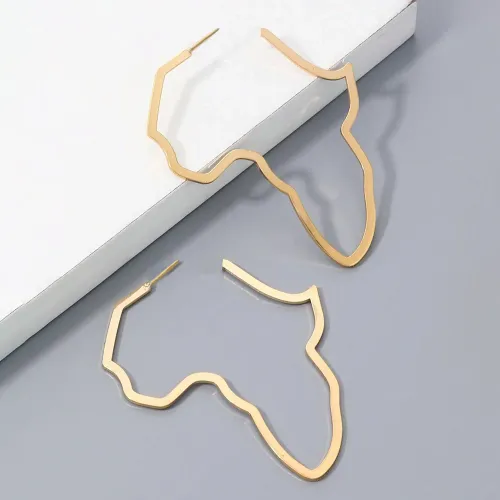 Stainless Steel African Map Exaggerated Large Earrings Fashion Personality Simple Commuting Geometric Jewelry Earrings