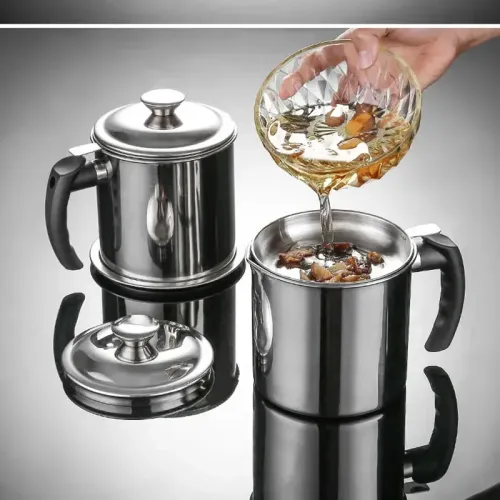 1.3L Kitchen Cooking Tools Oil Filter Storage Tank Grease Filter Pot Oil Filter Container Restaurant Kitchen Tray Oil Pot