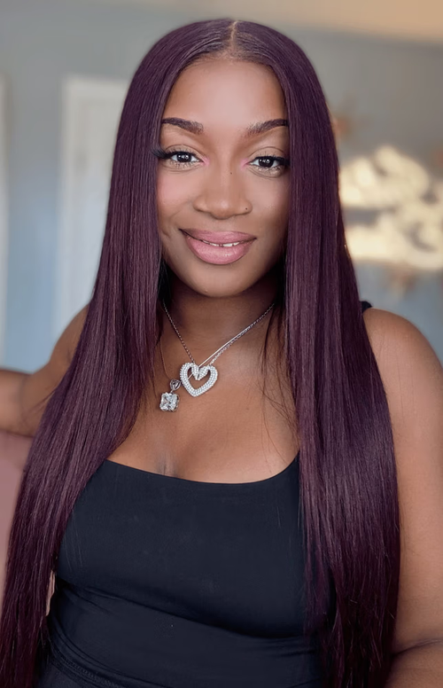 Purple straight hair wig, 24 inches
