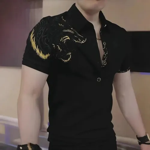Luxury Embroidered Polo Shirt for Men High End Slim Fit Casual Business Social T-shirt Versatile Streetwear Lapel Tee Tops