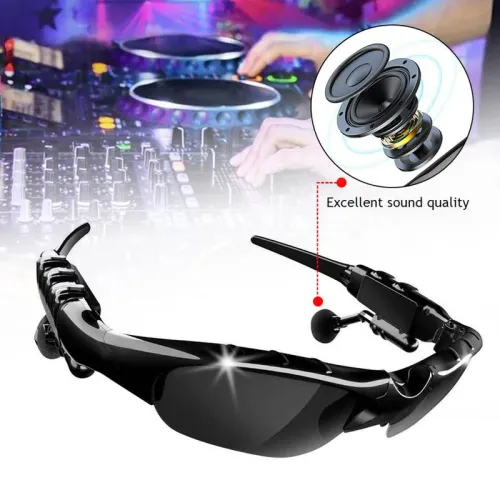 Wireless Audio Smart Sunglasses – Bluetooth Sport Glasses with Built-In Earbuds, Flip-Up Tinted Lens, Hands-Free Calls & Music, Adjustable Fit for Men & Women