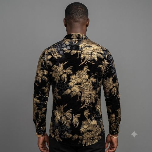 Black and gold acetate velvet shirt