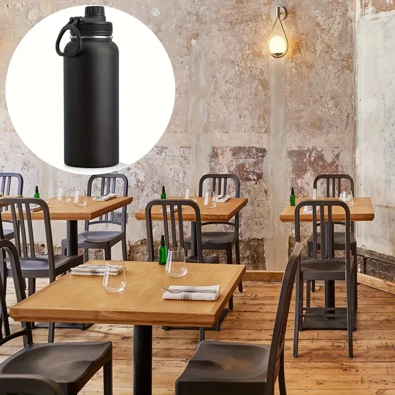 1pc Stainless Steel Insulated 1000ml 32oz Leakproof Water Bottle Double Wall Vacuum Thermal Drinkware Cup Perfect For Outdoor