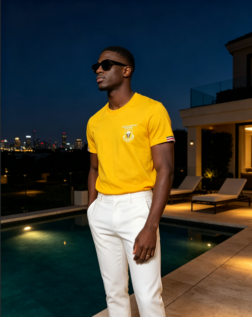 Men's Crew Neck Short‑Sleeve Chest Badge Graphic T‑Shirt