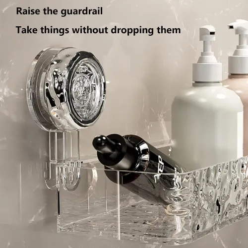 2Pcs Corrugated Suction Cup Storage Holder Light Luxury Style Glacier Pattern Suction Cup Shelf No-Drill Bathroom Suction Storage Box