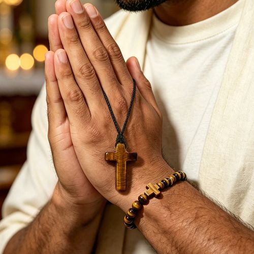 Tiger's Eye Cross Necklace