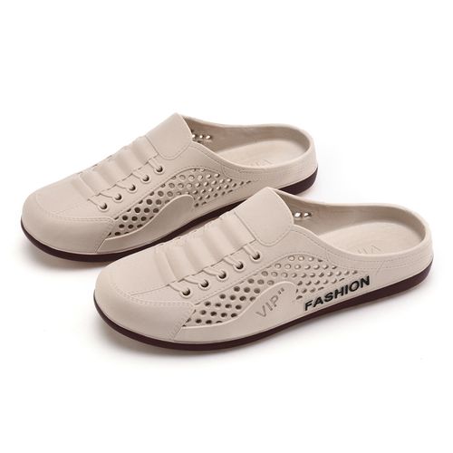 Breathable PVC Men's Slippers Non-Slip Lightweight Summer Sandals Easy-To-Wear Slip-On Mesh Slippers Beach
