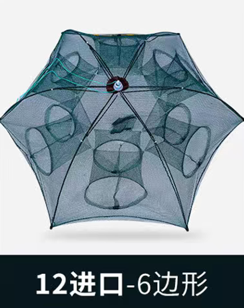 Durable Nylon Mesh Magic Fishing Trap Green Foldable Shrimp Cage Easy Throw Full Automatic Crab Fish Net Outdoor