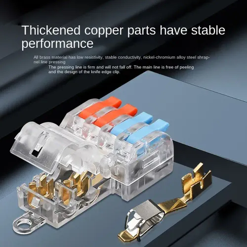 6pcs Mini T type Quick Terminal Block Universal Compact Wire Connector Quick Electrical Cable Splice Push-in Terminal Blocks