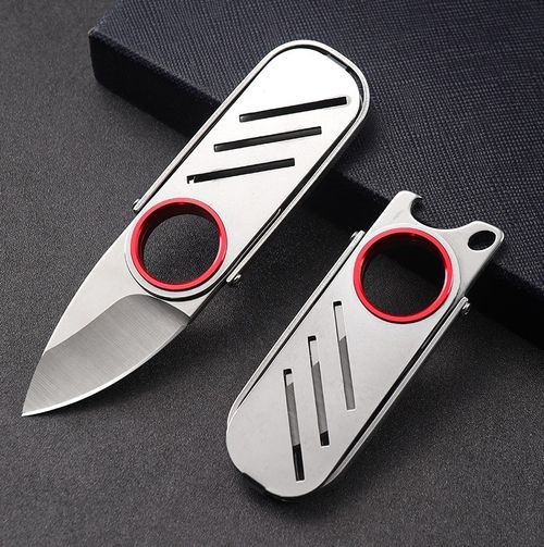 Portable stainless steel small knife, express delivery knife, unboxing knife, keychain, small knife, bottle opener, ring knife, fruit knife, high hardness