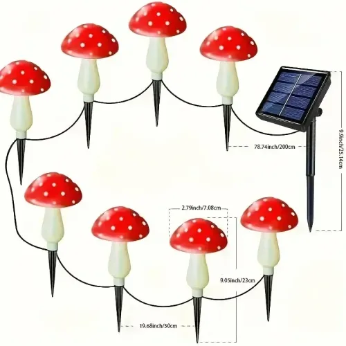 8-12-20LEDS Solar Mushroom Fairy Light Garden Outdoor Decor Waterproof Night Lamp Yard For Christmas Wedding Party Decoration
