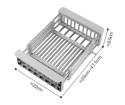 large Stainless Steel Retractable Kitchen Sink Drain Storage Rack Bowls Dish Drying Holder