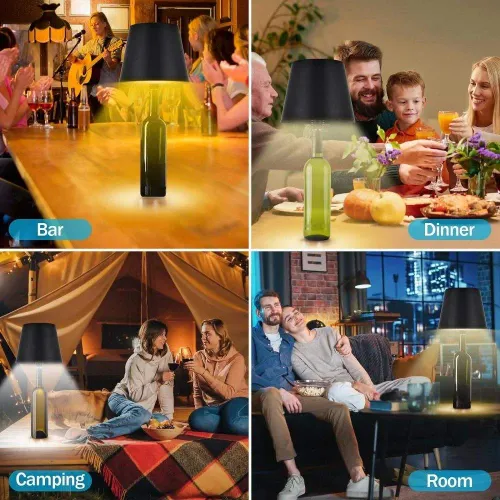USB Charge Bottle Table Lamp Touch Control of 3 Colors and Stepless Dimming Night Lamp