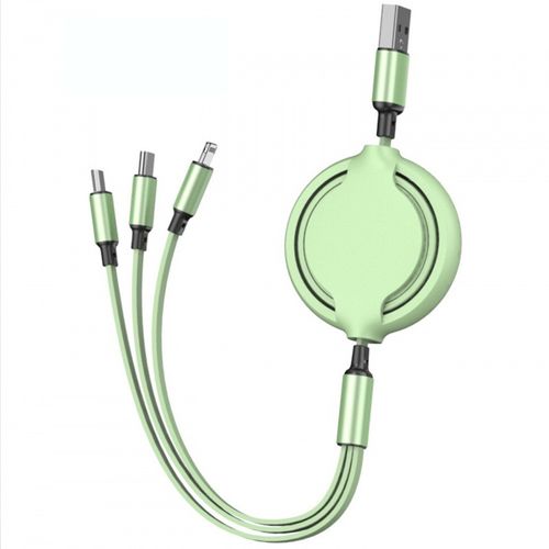 3-in-1 Retractable USB Data Cable — Multi-Interface Fast Charging Cable for Transsion, iPhone, Samsung, Huawei, and Xiaomi