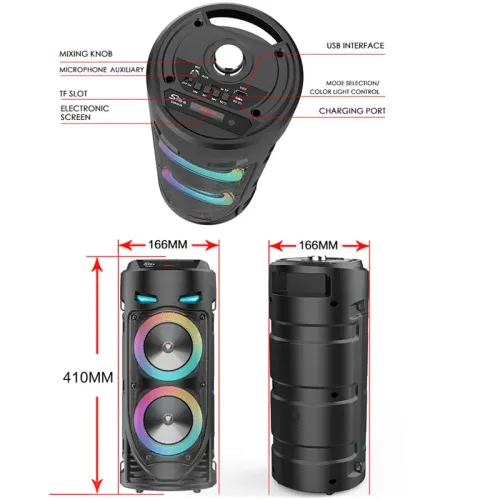 🥳2026 HOT SALE🥳💞🔊 50% OFF! Portable Bluetooth Speaker with Mic – 16W loud sound, RGB lights & wired microphone.