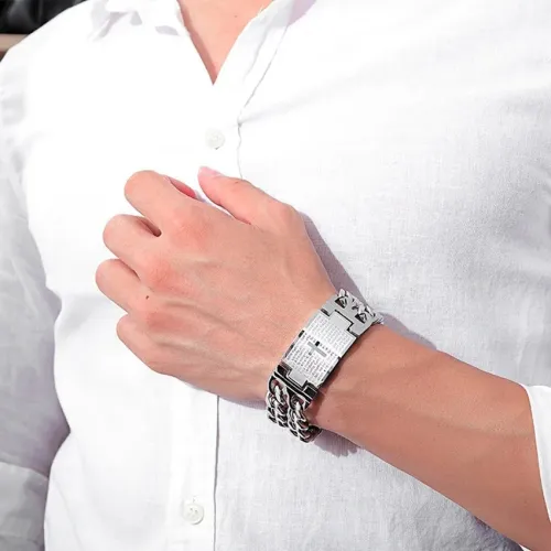 24MM Width 316L Stainless Steel Cuban Chain Cross Bracelet For Men Jewelry Male Hand Chain Wrap Bracelets Punk Accessory