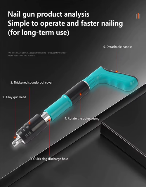 Manual steel nail gun (100-nail capacity), riveting tool, wall fastener, metalworking rivet gun, mini channel-mount nail gun for suspended ceilings.