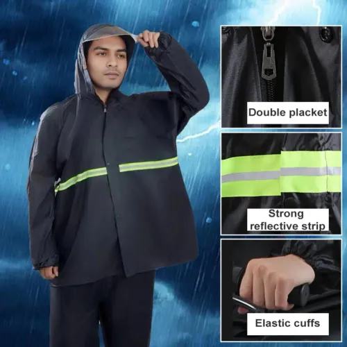 2-in-1 Outdoor Rain Gear: Reflective Safety Raincoat Set for Hiking, Cycling, and Work