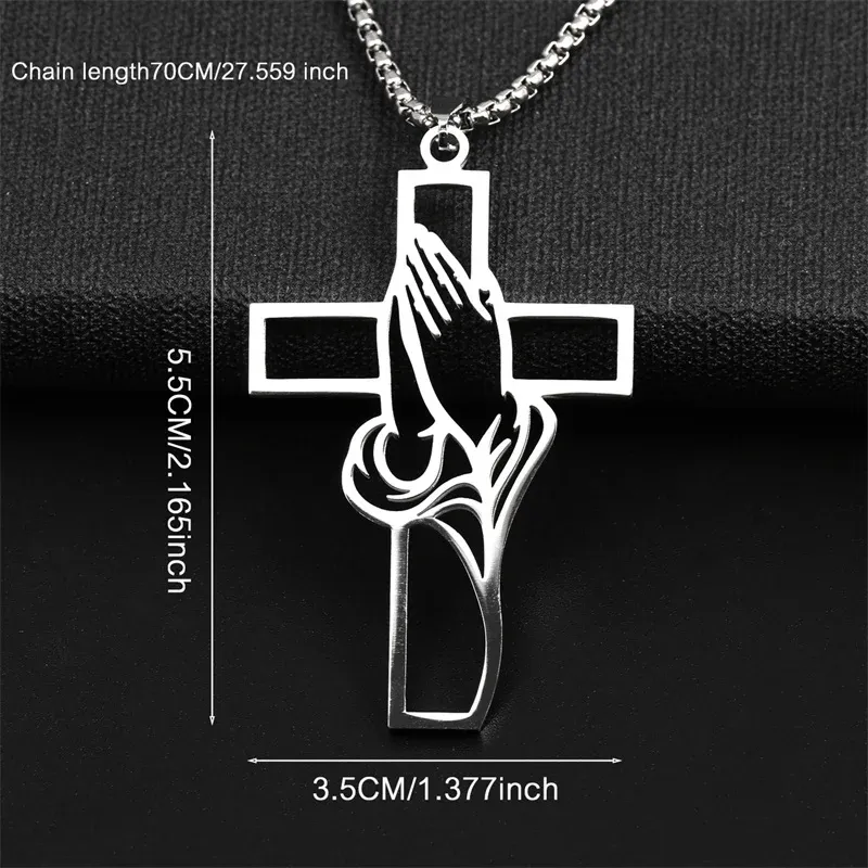 3PCS Christian Bible Cross Chain Necklace Stainless Steel Pendant Necklace for Men Religious Prayer Jesus Jewelry Gift Corren