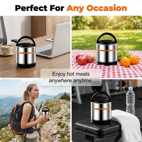 Stainless Steel Insulated Food Jar –  Thermal Lunch Container with Separate Compartments