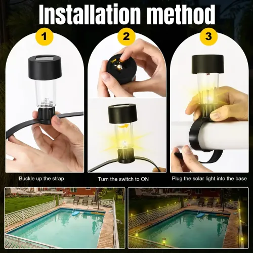 6Pcs Solar Led Pool Light Frame on The Ground for Swimming Pool Outdoor Pool Wall Fence Decorative Accessories Led Solar Lamp