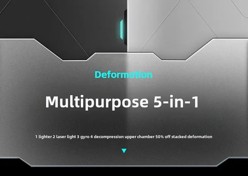 Multi Functional Folding Dual Form Decompression Gyro Gun Shaped Lighter with Creative Deformation and Windproof Red Flame