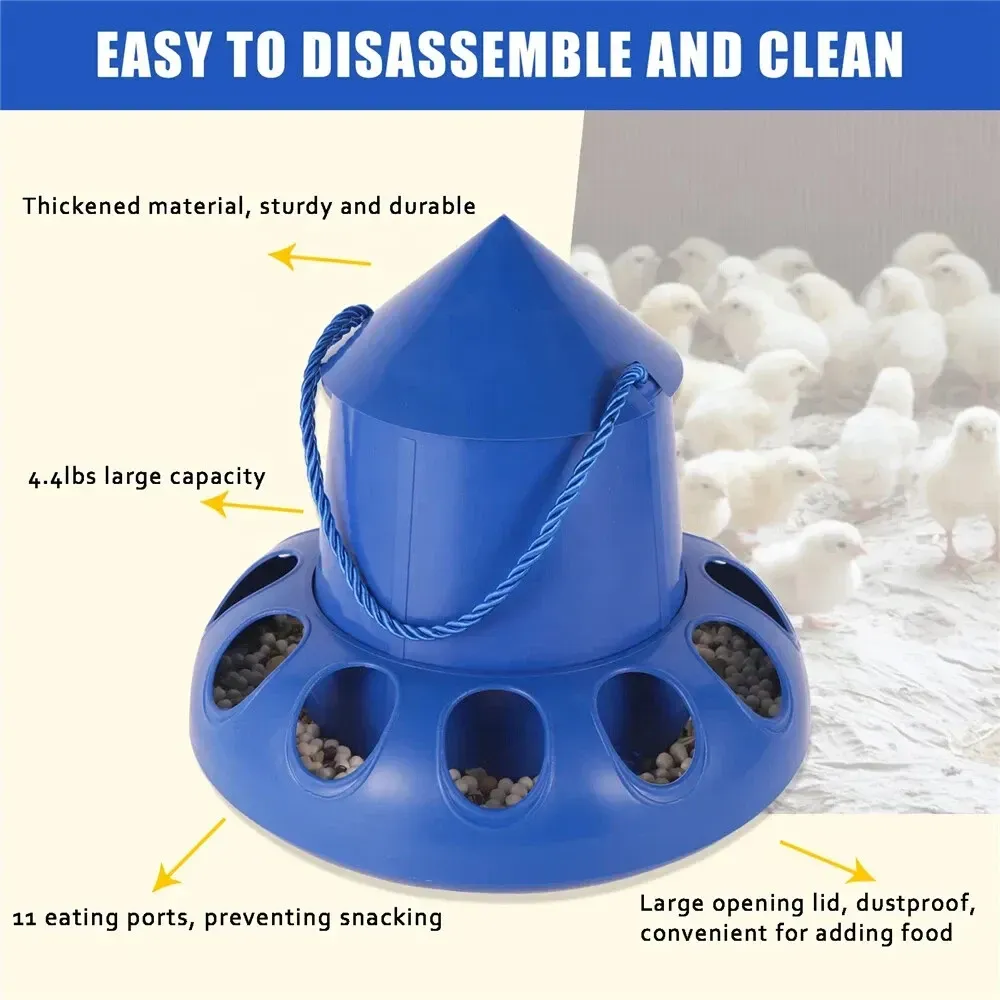 Pigeon Feeder Chicken Automatic Feeder Bird Feeding Bucket Bowl Food Dispenser 11 or 13 Holes for Chicken Pigeon Quail Hen Budgie