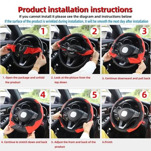 2 pieces PU Carbon Fiber Leather Car Steering Wheel Cover Breathable and Anti Slip