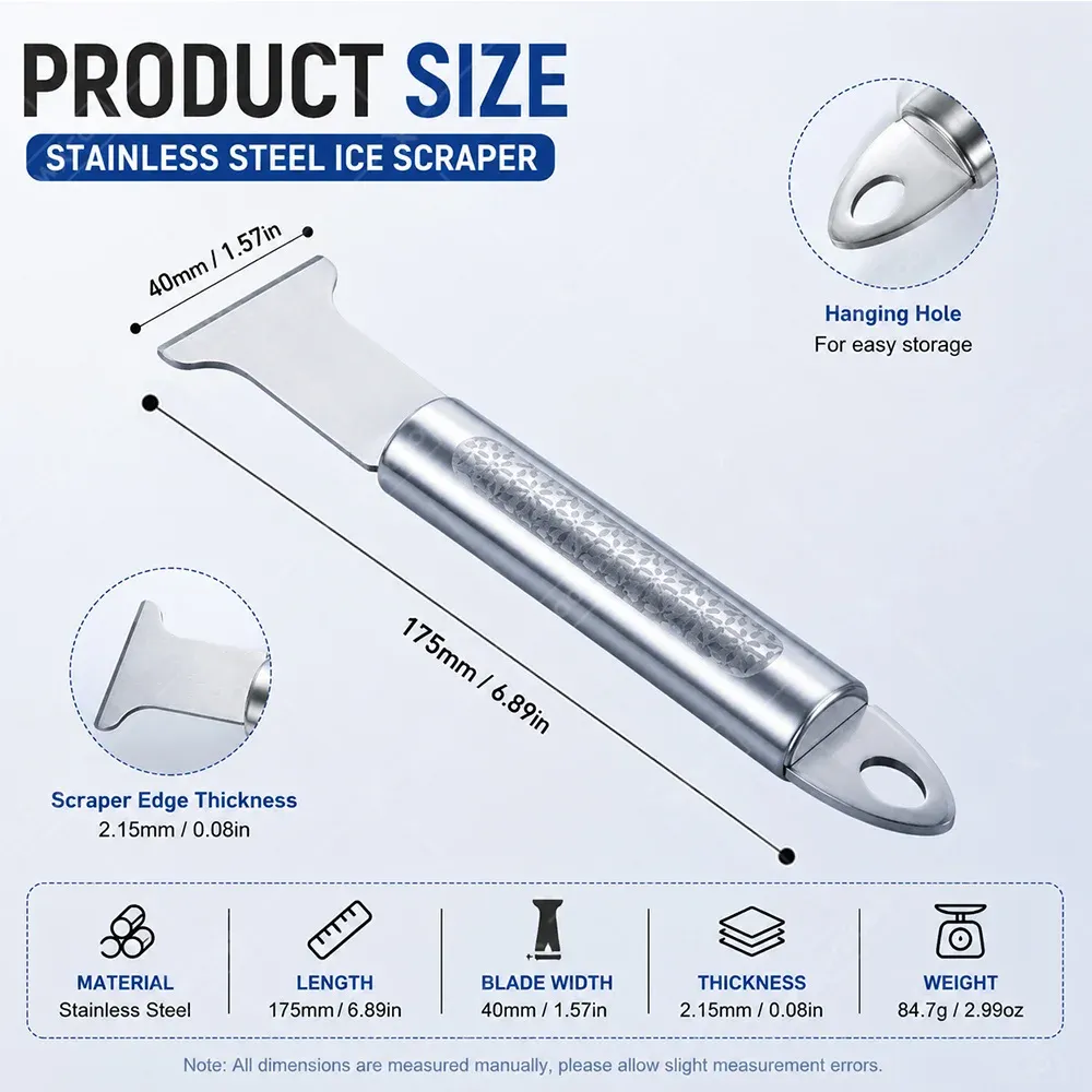 3PCS Stainless Steel Freezer Deicers Refrigerator Deicers Ice Scraper Defrost Cleaning Shovel Household Cleaning Gadget Removal Scoop