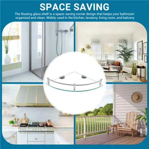 Glass Shelf Bore Bathroom Organizer Triangle Corner Shower Bathroom Organizers Accessories Hardwares Wall Hardware Fixture Home