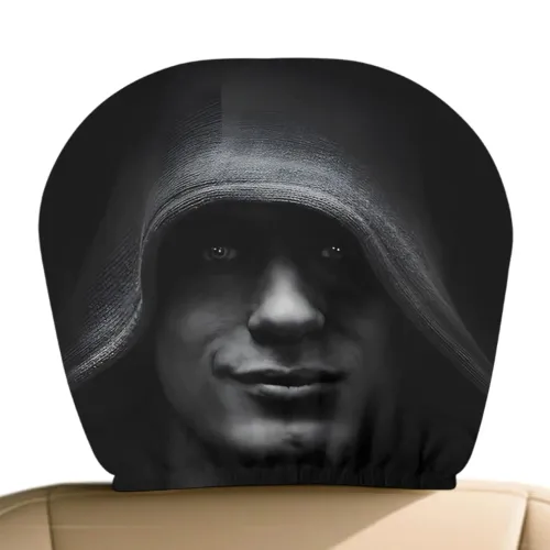 Novel Horror Face Printing Car Headrest Covers Universal Elastic Car Seat Headrest Cover Dustproof Protective Sleeve
